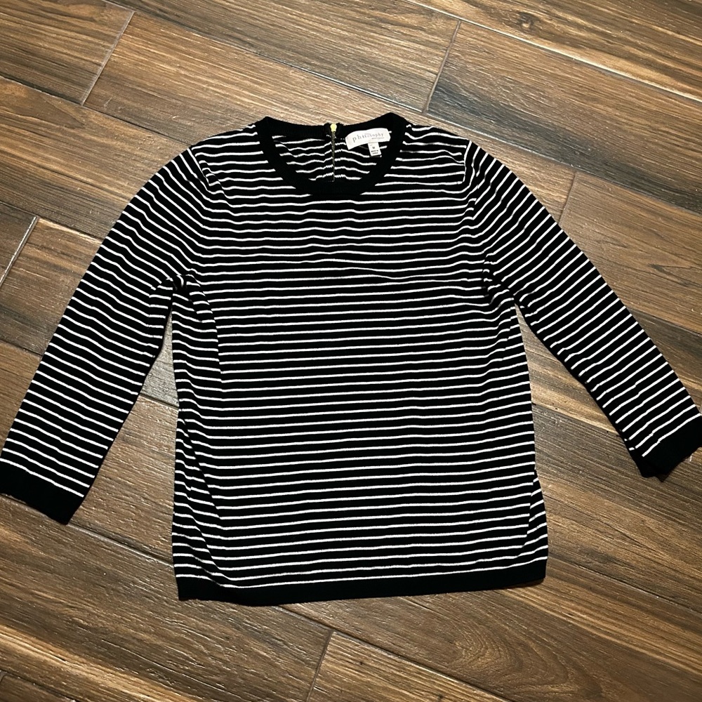 Black & White Striped Crewneck Sweater by Halogen